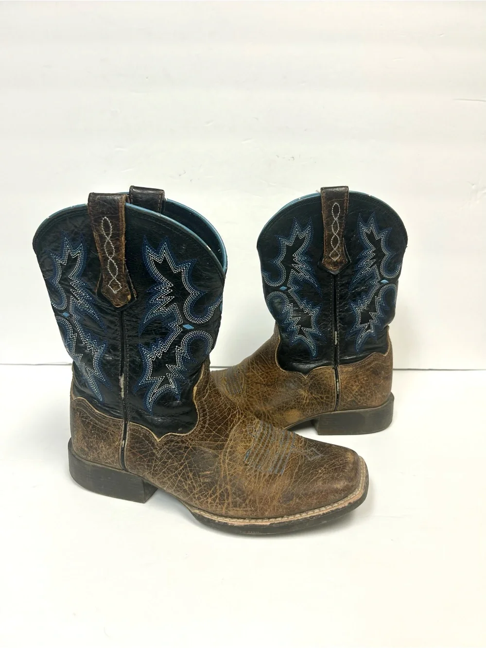 Ariat Tombstone Western Boot Youth Kids Size 3.5 Earth Brown Leather Square Toe